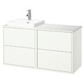 HAVBÄCK / ORRSJÖN Wash-stand/wash-basin/tap, white/white marble effect, 122x49x71 cm