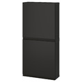 BESTÅ Wall cabinet with 2 doors, black-brown/Hammarsmed anthracite, 60x22x128 cm