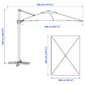 SEGLARÖ Parasol, hanging, anthracite/tilting, 330x240 cm