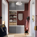 PLATSA Open wardrobe with 4 sliding doors, white Larkollen/dark grey, 120x42x241 cm
