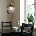 SOLKLINT Pendant lamp, brass, grey clear glass, 22 cm
