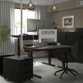 MITTZON Desk sit/stand, electric walnut veneer/black, 140x60 cm
