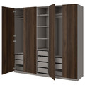 PAX / STORKLINTA Wardrobe combination, dark grey/dark brown stained oak effect, 250x58x236 cm