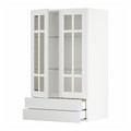 METOD / MAXIMERA Wall cab w 2 glass doors/2 drawers, white/Stensund white, 60x100 cm