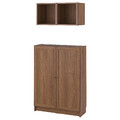 BILLY / EKET Storage combination with doors, brown walnut effect