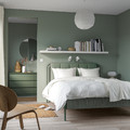 TÄLLÅSEN Upholstered bed frame, Kulsta grey-green/Lönset, 160x200 cm