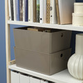 KUGGIS Box with lid, dark grey-beige, 18x26x8 cm