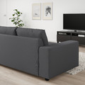 VIMLE 3-seat sofa, with wide armrests/Hallarp grey