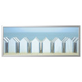 BJÖRKSTA Picture with frame, beach huts/aluminium-colour, 140x56 cm