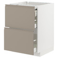 METOD / MAXIMERA Bc w pull-out work surface/3drw, white/Upplöv matt dark beige, 60x60 cm