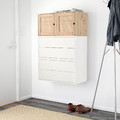 EKET / VÄLJARE Wall-mounted cabinet combination, white/pine, 70x35x105 cm