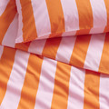 SLÅNHÖSTMAL Duvet cover and 2 pillowcases, orange/pink/striped, 200x200/50x60 cm