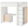 SMÅSTAD Loft bed, white birch/with desk with 4 drawers, 90x200 cm