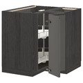 METOD Corner base cabinet with carousel, black/Voxtorp dark grey, 88x88 cm