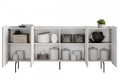 Cabinet Malmi 200 cm, cashmere, crema bianca, black legs