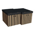 Storage Box XL Stripes 2pcs, black