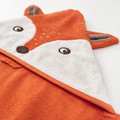 BRUMMIG Towel with hood, fox shaped/orange, 70x140 cm