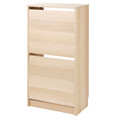 BISSA Shoe cabinet with 2 compartments, oak effect, 49x28x93 cm