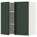 METOD Wall cabinet with shelves/2 doors, white/Havstorp deep green, 80x80 cm