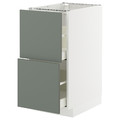 METOD / MAXIMERA Base cb 2 fronts/2 high drawers, white/Nickebo matt grey-green, 40x60 cm