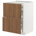 METOD / MAXIMERA Base cb 2 frnts/2 low/1 md/1 hi drw, white/Tistorp brown walnut effect, 60x60 cm