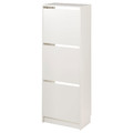 BISSA Shoe cabinet with 3 compartments, white, 49x28x135 cm