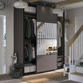 PAX / MEHAMN/AULI Wardrobe with sliding doors, dark grey double sided/dark grey mirror glass, 200x66x236 cm