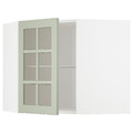 METOD Corner wall cab w shelves/glass dr, white/Stensund light green, 68x60 cm