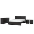 MALM Bedroom furniture, set of 4, black-brown, 160x200 cm