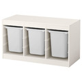 TROFAST Storage combination with boxes, white, white, 99x44x56 cm