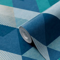 GoodHome Vinyl Wallpaper on Fleece Kooning, blue