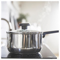 MIDDAGSMAT Saucepan with lid, clear glass/stainless steel, 2 l