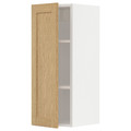 METOD Wall cabinet with shelves, white/Forsbacka oak, 30x80 cm