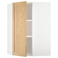 METOD Corner wall cabinet with shelves, white/Forsbacka oak, 68x100 cm