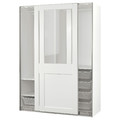 PAX / GRIMO Wardrobe with sliding doors, white/clear glass white, 150x66x201 cm