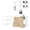 ENHET Kitchen, white, oak effect, 223x63.5x222 cm