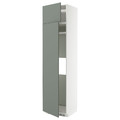 METOD Hi cab f fridge or freezer w 2 drs, white/Nickebo matt grey-green, 60x60x240 cm