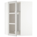 METOD Corner wall cab w carousel/glass dr, white, Lerhyttan light grey, 68x100 cm