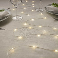 VISSVASS LED string light with 40 lights, indoor, battery operated, silver color