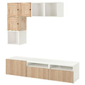 BESTÅ / EKET Cabinet combination for TV, white/pine, 180x42x170 cm