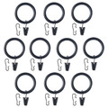 SYRLIG Curtain ring with clip and hook, black, 38 mm