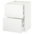 METOD / MAXIMERA Base cab f hob/2 fronts/2 drawers, white/Voxtorp matt white, 60x60 cm