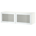 BESTÅ Wall-mounted cabinet combination, white Glassvik/white/light green frosted glass, 120x42x38 cm