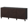 BESTÅ Storage combination with drawers, black-brown Hedeviken/Stubbarp/dark brown stained oak veneer, 180x42x74 cm