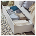 SONGESAND Bed frame with 2 storage boxes, white/Lindbåden, 140x200 cm