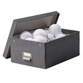 TJOG Storage box with lid, dark grey, 25x36x15 cm