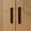 PAX / TONSTAD Wardrobe combination, grey-beige/oak veneer glass, 200x60x201 cm