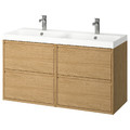 ÄNGSJÖN / BACKSJÖN Wash-stand/wash-basin/taps, oak effect, 122x49x69 cm