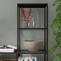 VITTSJÖ Storage combination, black-brown/glass, 202x36x175 cm