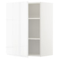METOD Wall cabinet with shelves, white/Voxtorp high-gloss/white, 60x80 cm